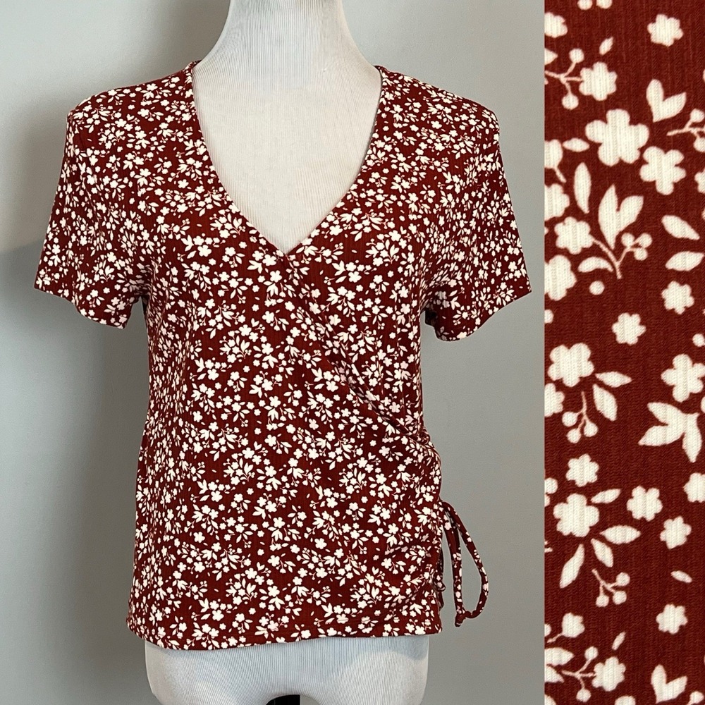 No Boundaries Y2K V Neck Wrap Shirt Junior's Size XL 15-17 Side Tie